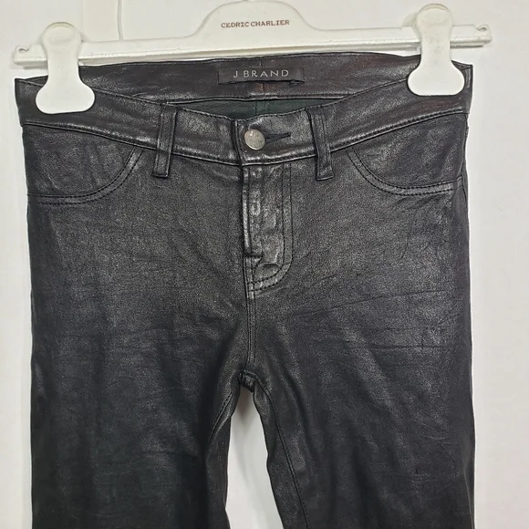 J Brand lambskin skinny pants with ankle zip - Picture 4 of 11